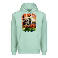 Seafoam Happy Halloween With Black Cat Premium Hoodie - LillyAllenDesigns