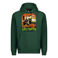 Sports Green Happy Halloween With Black Cat Premium Hoodie - LillyAllenDesigns