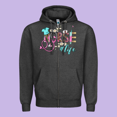 Nurse Life Zipper Hoodie Designed By Barkaloodesign