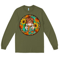 Army Green fall gnomes round earrings 2 Long Sleeve Tee - Artiststas