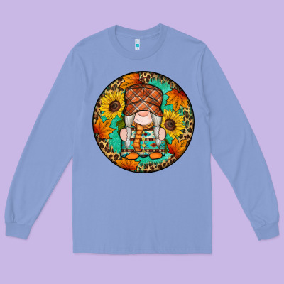 Fall Gnomes Round Earrings 2 Long Sleeve Tee Designed By Artiststas