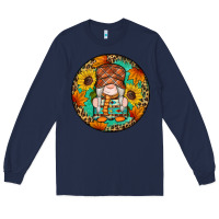 Navy fall gnomes round earrings 2 Long Sleeve Tee - Artiststas