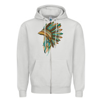 Dove Grey indian leopard headdress blue Zipper Hoodie - BarkalooDesign