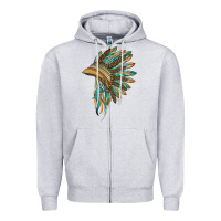Heather Grey indian leopard headdress blue Zipper Hoodie - BarkalooDesign