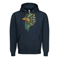 Navy indian leopard headdress blue Zipper Hoodie - BarkalooDesign