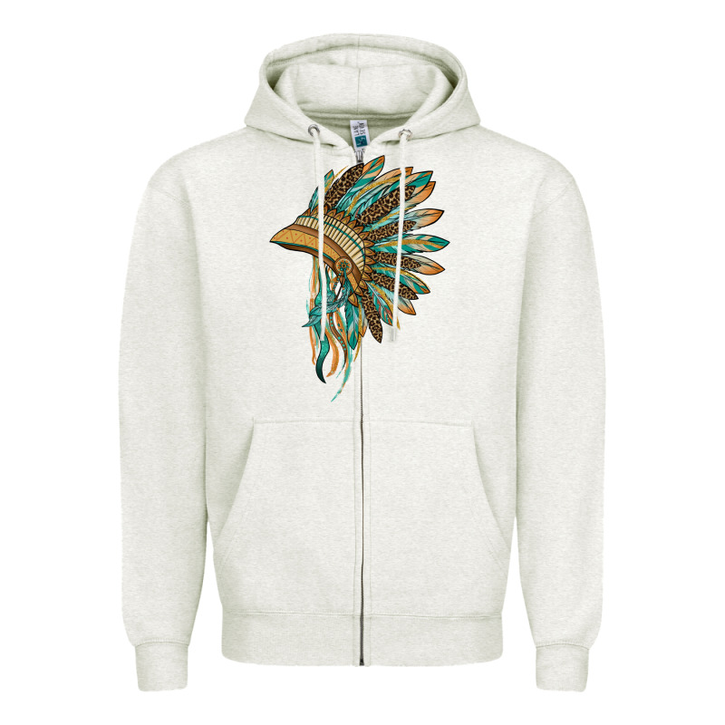 Indian Leopard Headdress Blue Zipper Hoodie by BarkalooDesign | Teevron