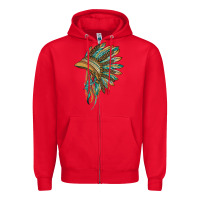Red indian leopard headdress blue Zipper Hoodie - BarkalooDesign