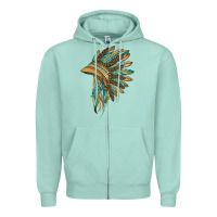 Seafoam indian leopard headdress blue Zipper Hoodie - BarkalooDesign