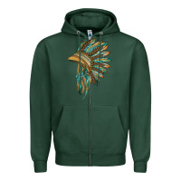 Sports Green indian leopard headdress blue Zipper Hoodie - BarkalooDesign
