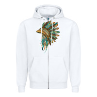 White indian leopard headdress blue Zipper Hoodie - BarkalooDesign