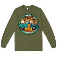 Army Green fall gnomes round earrings 3 Long Sleeve Tee - Artiststas