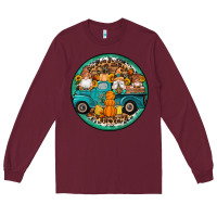 Burgundy fall gnomes round earrings 3 Long Sleeve Tee - Artiststas