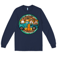 Navy fall gnomes round earrings 3 Long Sleeve Tee - Artiststas