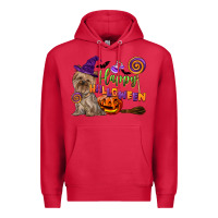 Cardinal Happy Halloween With Yorkshire Terrier Dog Premium Hoodie - LillyAllenDesigns