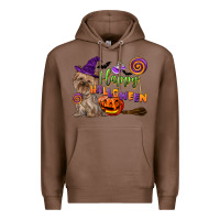 Chestnut Happy Halloween With Yorkshire Terrier Dog Premium Hoodie - LillyAllenDesigns