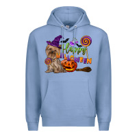 Colony Blue Happy Halloween With Yorkshire Terrier Dog Premium Hoodie - LillyAllenDesigns