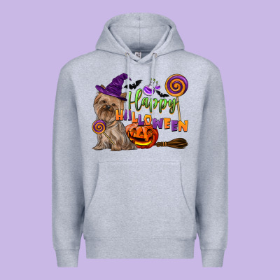 Happy Halloween With Yorkshire Terrier Dog Premium Hoodie Designed By Lillyallendesigns