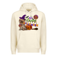 Sandshell Happy Halloween With Yorkshire Terrier Dog Premium Hoodie - LillyAllenDesigns