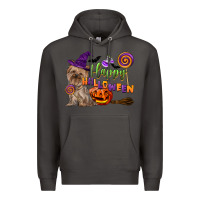 Smoke Happy Halloween With Yorkshire Terrier Dog Premium Hoodie - LillyAllenDesigns