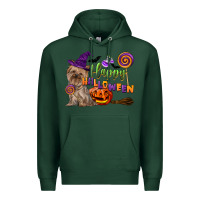 Sports Green Happy Halloween With Yorkshire Terrier Dog Premium Hoodie - LillyAllenDesigns