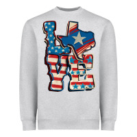 Heather Grey Love Texas  4th of july Heavyweight Sweatshirt - CowGirlArtShop