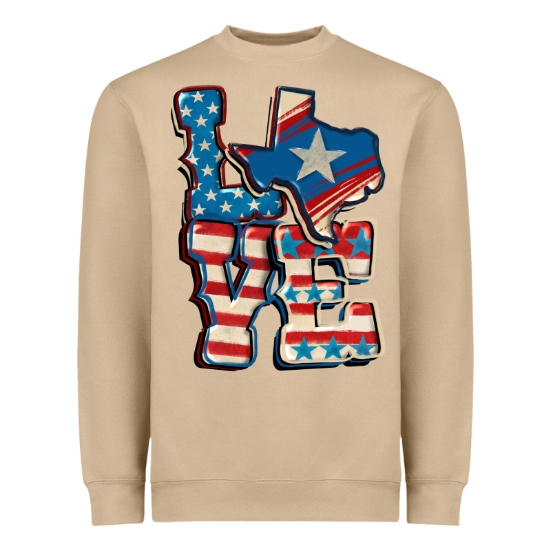 Love Texas  4th Of July Heavyweight Sweatshirt by CowGirlArtShop | Teevron