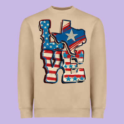 Love Texas  4th Of July Heavyweight Sweatshirt Designed By Cowgirlartshop