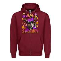 Burgundy sweet and spooky halloween cow Zipper Hoodie - Jasminsmagicworld
