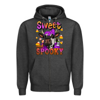 Charcoal Heather sweet and spooky halloween cow Zipper Hoodie - Jasminsmagicworld