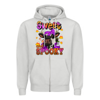 Dove Grey sweet and spooky halloween cow Zipper Hoodie - Jasminsmagicworld