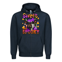 Navy sweet and spooky halloween cow Zipper Hoodie - Jasminsmagicworld