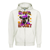 Oatmeal Heather sweet and spooky halloween cow Zipper Hoodie - Jasminsmagicworld