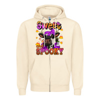 Sandshell sweet and spooky halloween cow Zipper Hoodie - Jasminsmagicworld