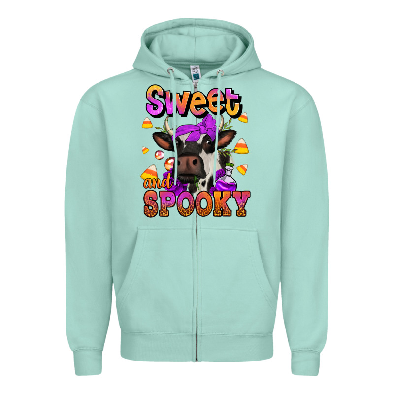 Sweet And Spooky Halloween Cow Zipper Hoodie by Jasminsmagicworld | Teevron
