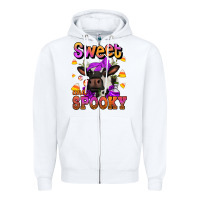 White sweet and spooky halloween cow Zipper Hoodie - Jasminsmagicworld