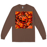 Chestnut halloween pumpkin seamless pattern Long Sleeve Tee - BundleAndBundleShop