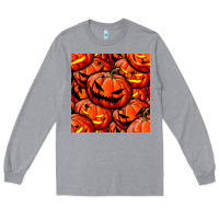 Heather Grey halloween pumpkin seamless pattern Long Sleeve Tee - BundleAndBundleShop