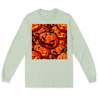 Matcha halloween pumpkin seamless pattern Long Sleeve Tee - BundleAndBundleShop