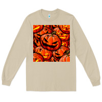 Mushroom halloween pumpkin seamless pattern Long Sleeve Tee - BundleAndBundleShop