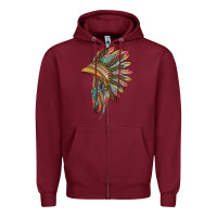 Burgundy indian leopard headdress Zipper Hoodie - BarkalooDesign