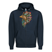 Navy indian leopard headdress Zipper Hoodie - BarkalooDesign