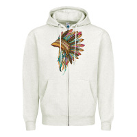Oatmeal Heather indian leopard headdress Zipper Hoodie - BarkalooDesign