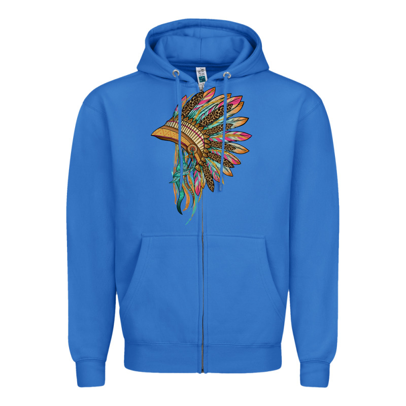 Indian Leopard Headdress Zipper Hoodie by BarkalooDesign | Teevron