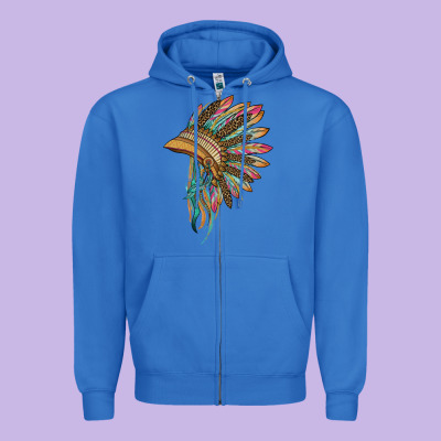 Indian Leopard Headdress Zipper Hoodie Designed By Barkaloodesign