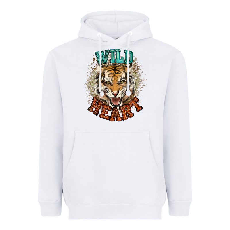 Wild Heart Tiger College Western Heavyweight Hoodie by NancyCooperArtShop | Teevron