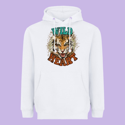 Wild Heart Tiger College Western Heavyweight Hoodie Designed By Nancycooperartshop