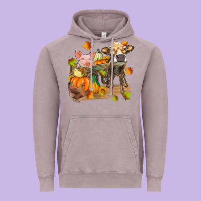 Fall Farm Animals Vintage Hoodie Designed By Zillion Design Studio