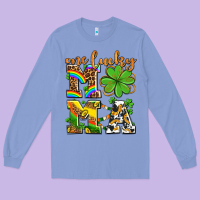 One Lucky Mama Long Sleeve Tee Designed By Adodesignshop