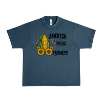 Midnight Navy america needs farmers Urban Heavy Tee - CowhideDigitalArt