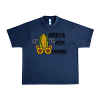 Navy america needs farmers Urban Heavy Tee - CowhideDigitalArt